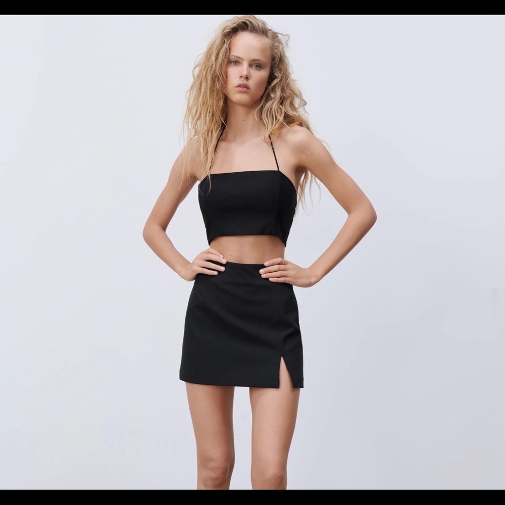 Slit mini skirt